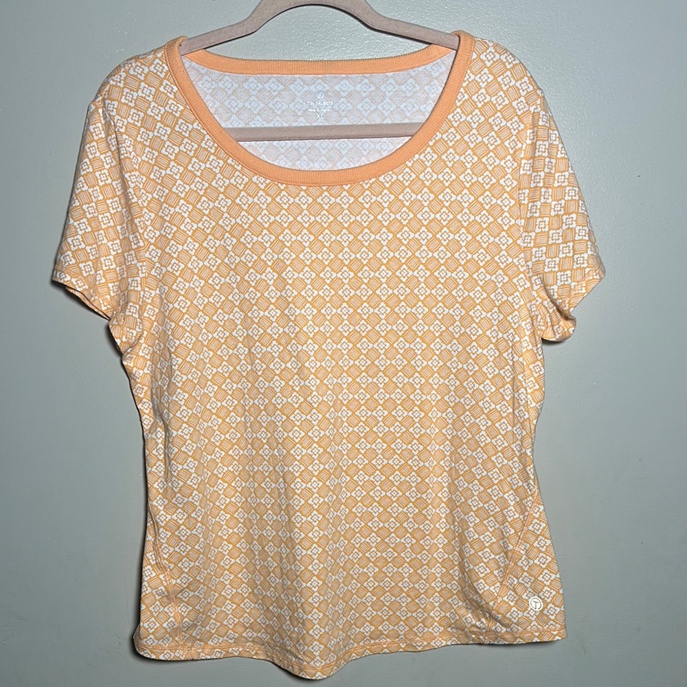 T by Talbots Peach White‎ Printed Top | XL